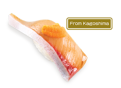 Kanoya Kanpachi with Sea Urchin Sushi