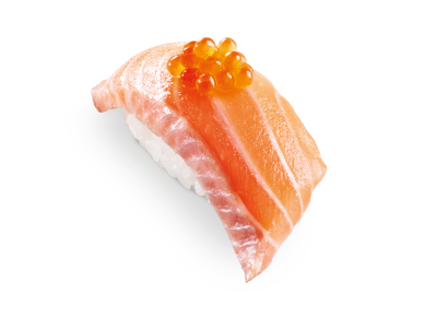Jumbo Salmon with Salmon Roe Sushi